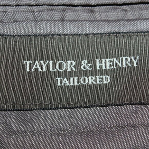 Taylor Henry Tailored 40R Olive Blue 100% Silk Acetate Lined Blazer Jacket - Picture 4 of 8
